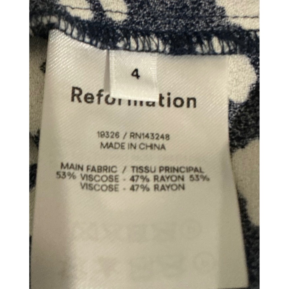 REFORMATION Humphrey Dress Navy White Abstract Animal Print Mini Sweetheart 4 S - Picture 7 of 7